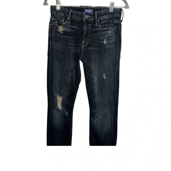 Mother the Looker Ankle Fray Dark Wash Antique Size 26 - Picture 6 of 9